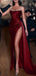 Sexy Red Spaghetti Strap Mermaid Side Slit Long Prom Dress Ideas, Evening Party Dresses , WGP1584