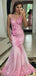 Unique Floral Pink Halter Mermaid Long Prom Dress Ideas, Evening Party Dresses,WGP1881