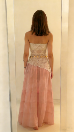 Unique Lace Strapless Prom Dress Pretty Two-Tone A-Line Floor Length Evening Dress,WGP2068