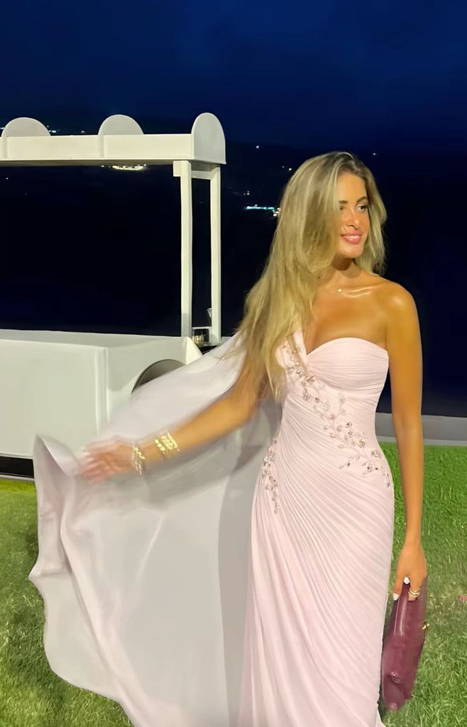 Elegant Pink One-Shoulder Mermaid Long Prom Dress Ideas, Evening Party Dresses,WGP1834