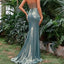 Elegant Teal Sweetheart Mermaid Side Slit Floral Long Prom Dress Ideas, Evening Party Dresses,WGP1702