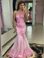 Unique Floral Pink Halter Mermaid Long Prom Dress Ideas, Evening Party Dresses,WGP1881