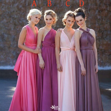 Elegant Mismatched Sleeveless A-Line Long Bridesmaid Dresses Online,WGM440