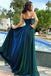Unique Navy Blue Spaghetti Strap A-Line Long Prom Dress Ideas, Evening Party Dresses,WGP1945