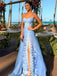 Unique Blue Spaghetti Strap A-Line Side Slit Sleeveless Long Prom Dress Ideas, Evening Party Dresses,WGP1682
