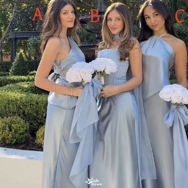 Elegant Blue Mismatched Sleeveless Mermaid Long Bridesmaid Dresses Online,WGM448