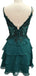 Elegant Spaghetii Strap A-line Short Mini Homecoming Dress,EPT619
