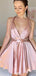Elegant Halter V-neck A-line Short Mini Homecoming Dress,EPT629