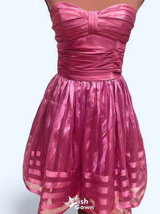Casual Strapless A-line Short Mini Homecoming Dress,EPT635