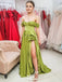 Elegant Green Off Shoulder Sweetheart A-Line Side Slit Party Prom Dresses,Evening Dress Online, WGP824