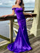 Elegant Purple Off Shoulder Mermaid Side Slit Party Prom Dresses,Evening Dress Online, WGP827