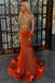 Sparkly Orange One-Shoulder Mermaid Long Prom Dress Ideas, Evening Party Dresses,WGP1808