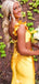 Unique Spaghetti Strap Mermaid Yellow Long Prom Dress Ideas, Evening Party Dresses,WGP1191
