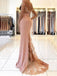Elegant Pink Lace Off-Shoulder Mermaid Long Prom Dress Ideas, Evening Party Dresses,WGP1695