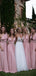 Sexy Pink V-Neck Sleeveless A-Line Long Bridesmaid Dresses Online , WGM408
