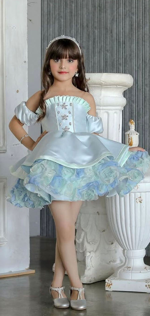 Cute Blue Sweetheart Short A-Line Flower Girl Dress , FG023