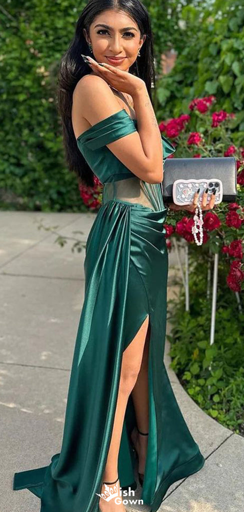 Sexy Off-shoulder tulle Mermaid Long Prom Dress Ideas, Evening Party Dresses,WGP1201