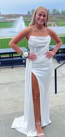 Sexy Straight Across Strapless Mermaid Long Prom Dress Ideas, Evening Party Dresses,WGP1212