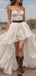 Unique High Low Lace Prom Dress Strapless Sweetheart A-Line Gown with Brown Leather Belt,WGP2047