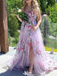 Gorgeous Spaghetti Strap V-neck A-line Long Prom Dress Ideas, Evening Party Dresses,WGP1230
