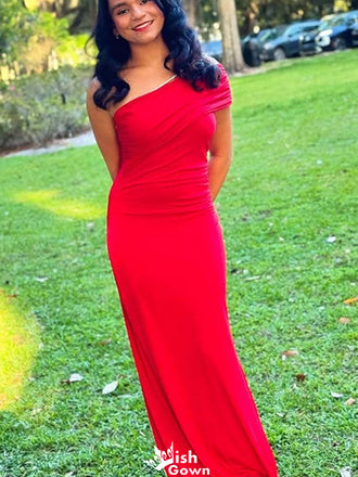 Formal One-shoulder Mermaid Long Prom Dress Ideas, Evening Party Dresses,WGP1234