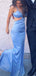 Elegant Blue Spaghetti Strap Mermaid Long Prom Dress Ideas, Evening Party Dresses,WGP1676