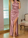 Elegant Pink Halter Mermaid Side Slit Long Prom Dress Ideas, Evening Party Dresses,WGP1663