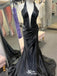 Sexy V-neck Halter mermaid Long Prom Dress Ideas, Evening Party Dresses,WGP1112