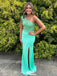 Elegant One-shoulder Lace Mermaid Long Prom Dress Ideas, Evening Party Dresses,WGP1290