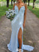 Elegant V-neck Spaghetti Strap Backless Mermaid Long Prom Dress Ideas, Evening Party Dresses,WGP1298