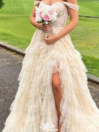 Gorgeous Off-shoulder Sweetheart A-line Long Prom Dress Ideas, Evening Party Dresses,WGP1303