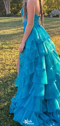 Gorgeous Asymmetric Mermaid Long Prom Dress Ideas, Evening Party Dresses,WGP1117