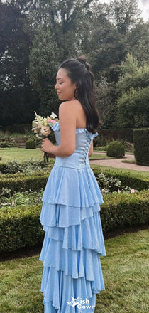 Elegant Strapless Straight Across A-line Long Prom Dress Ideas, Evening Party Dresses,WGP1331