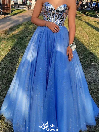 Elegant Strapless Sweetheart A-line Unique Long Prom Dress Ideas, Evening Party Dresses,WGP1341