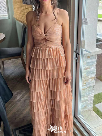 Elegant Spaghetti Strap A-line Long Prom Dress Ideas, Evening Party Dresses,WGP1121