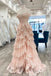 Elegant Pink Off-Shoulder Sleeveless A-Line Side Slit Long Prom Dress Ideas, Evening Party Dresses , WGP1886