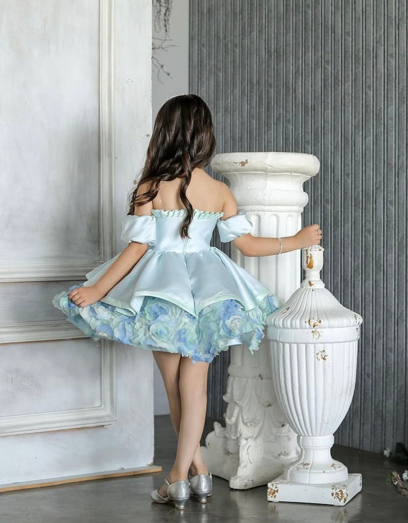 Cute Blue Sweetheart Short A-Line Flower Girl Dress , FG023