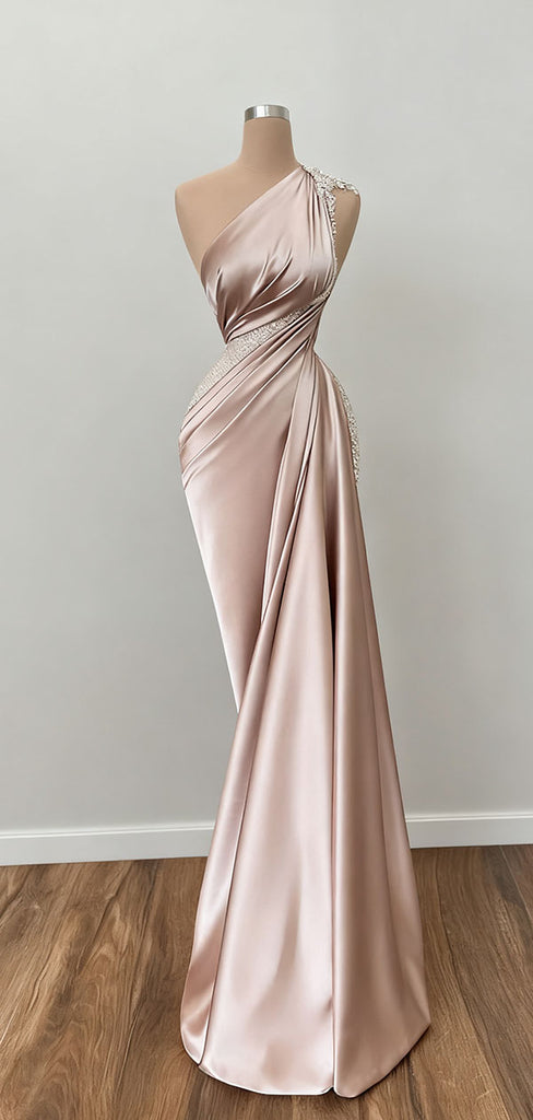 Elegant One-Shoulder Sleeveless Mermaid Long Prom Dress Ideas, Evening Party Dresses , WGP1894