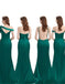 Simple Green Mismatched Sleeveless Mermaid Side Slit Long Bridesmaid Dresses Online , WGM417