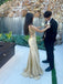 Elegant Champagne Satin Formal Evening Gown Slim Fit Mermaid Style Sleeveless Prom Dress,WGP2098