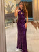 Gorgeous Shiny Purple Halter Mermaid Long Party Dress Prom Dresses ,WGP1016
