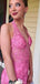 Gorgeous V-neck Halter Lace Mermaid Long Prom Dress Ideas, Evening Party Dresses,WGP1379