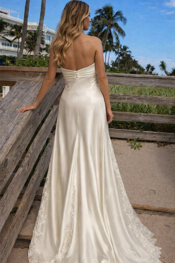 Elegant White Sweetheart Mermaid Long Prom Dress Ideas, Evening Party Dresses, WGP2006