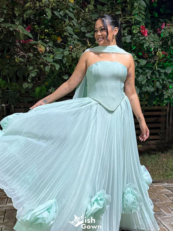 Elegant Strapless Unique A-line Long Prom Dress Ideas, Evening Party Dresses,WGP1398