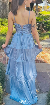 Casual Spaghetti Strap A-line Long Prom Dress Ideas, Evening Party Dresses,WGP1126