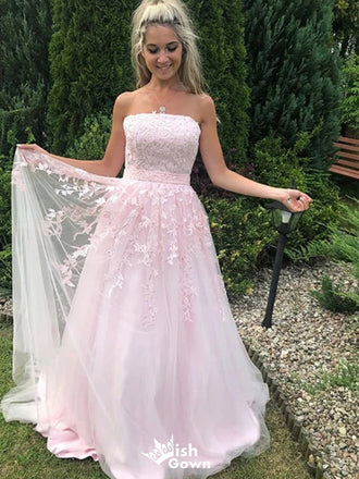 Elegant Strapless Straight Across A-line Long Prom Dress Ideas, Evening Party Dresses,WGP1413