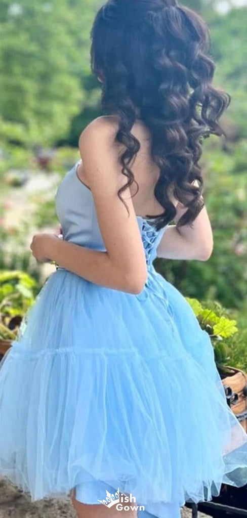 Elegant Strapless Notched Unique A-line Short Mini Homecoming Dress,EPT339