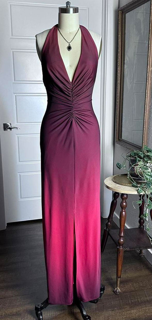 Unique Red V-Neck Mermaid Long Prom Dress Ideas, Evening Party Dresses,WGP1765