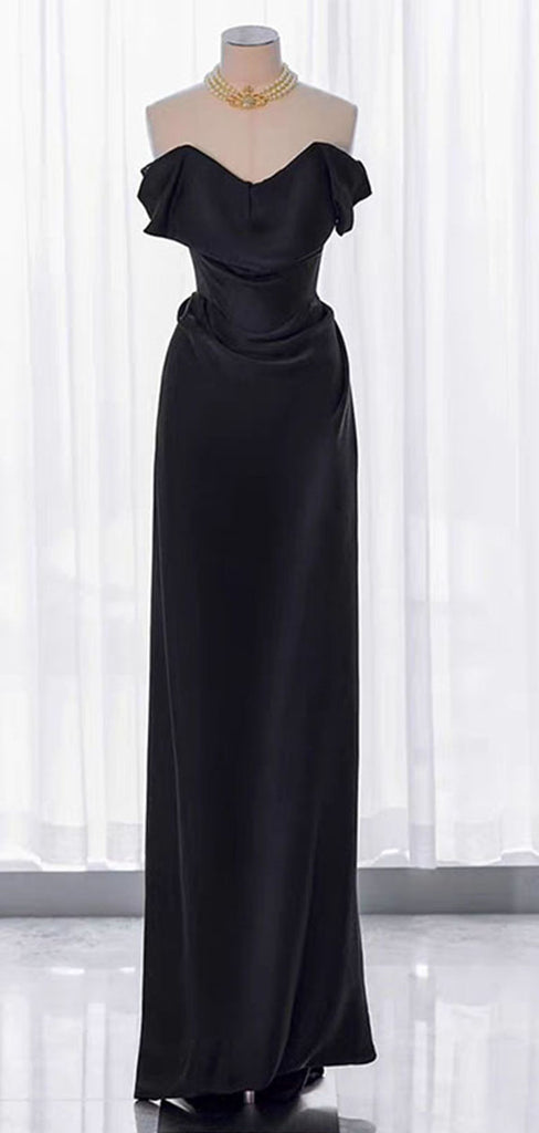 Elegant Black Off-Shoulder Mermaid Long Prom Dress Ideas, Evening Party Dresses,WGP1729