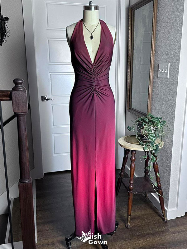 Unique Red V-Neck Mermaid Long Prom Dress Ideas, Evening Party Dresses,WGP1765